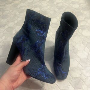Free People Blue Snakeskin Bootie